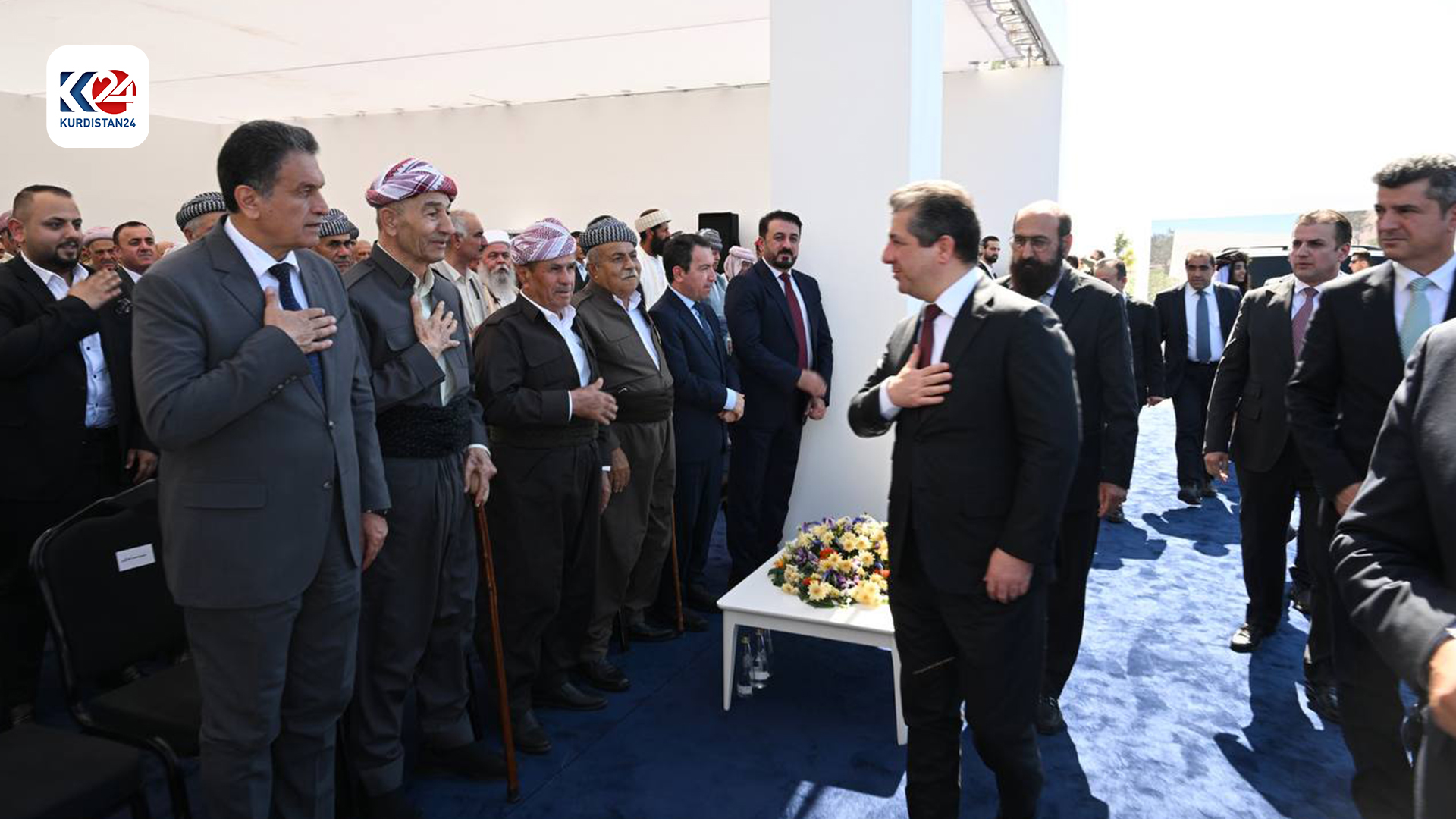 سەرۆکوەزیران مەسرور بارزانی لە رێوڕەسمی دانانی بەردی بناغەی ڕێگەی باعەدرێ-ئێتیت